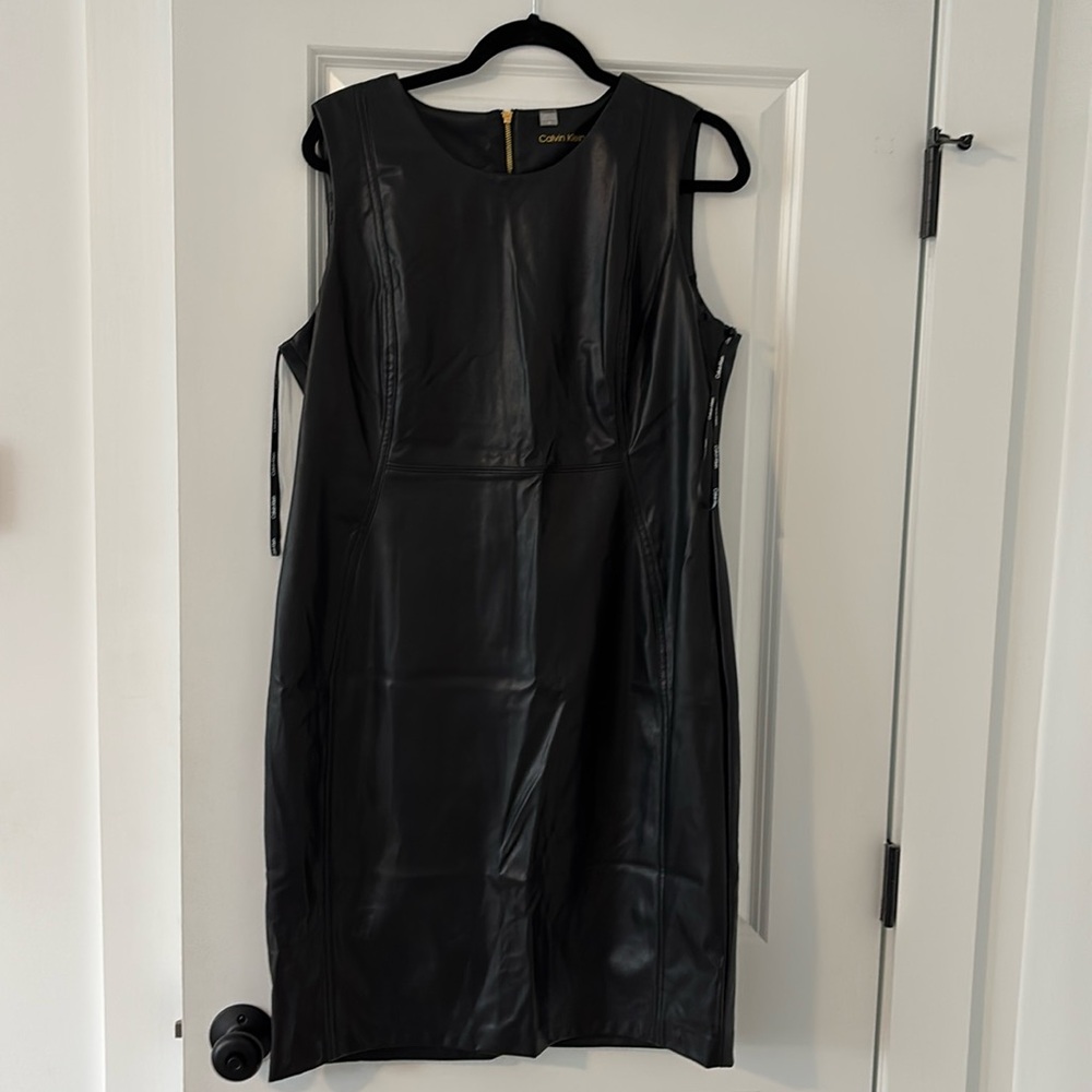 BNWT Calvin Klein faux leather dress